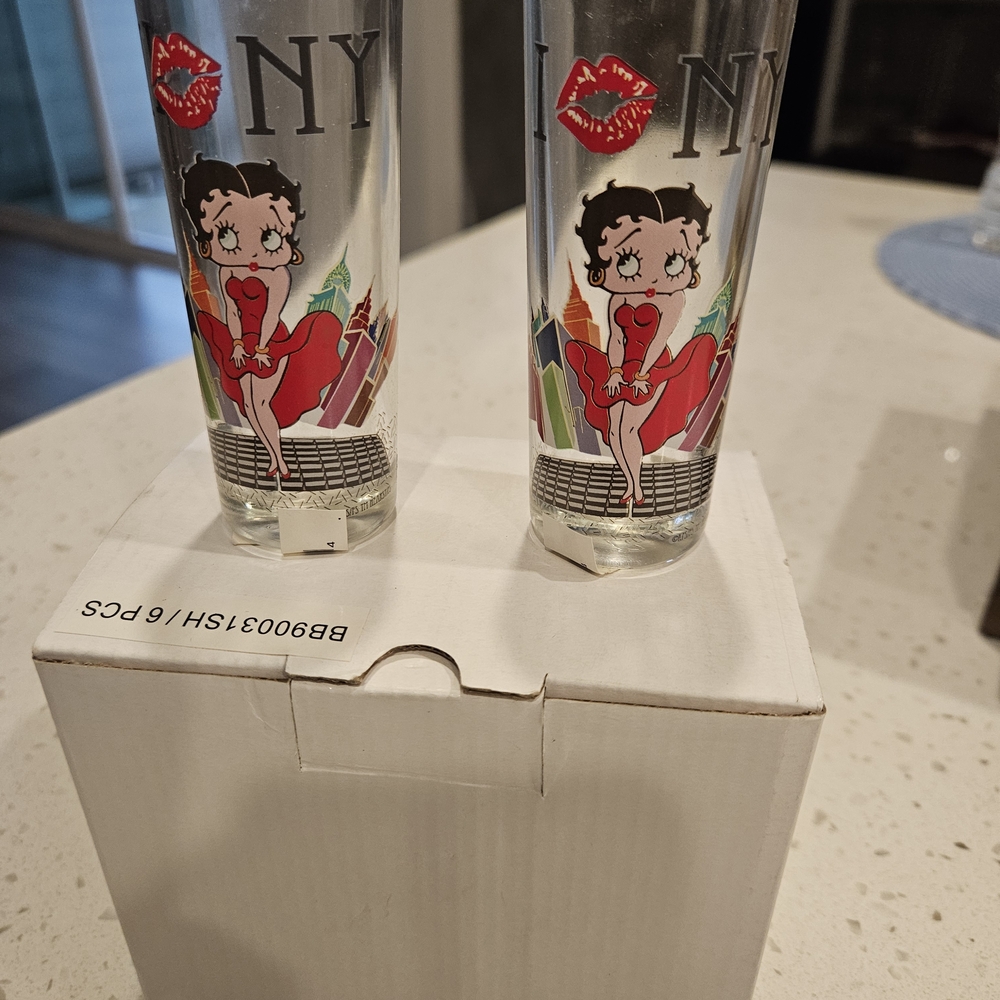 Betty Boop New York Tall Shot Glass Set Of 6